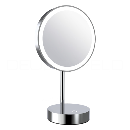 DEUSENFELD WL50CT - Premium LED Kosmetikspiegel, CTT - stufenlos einstellbarer Farbton von 2700-6500K, LED Touch-Control, 5x Vergrößerung, Ø20cm, verdeckte Befestigung, verchromt